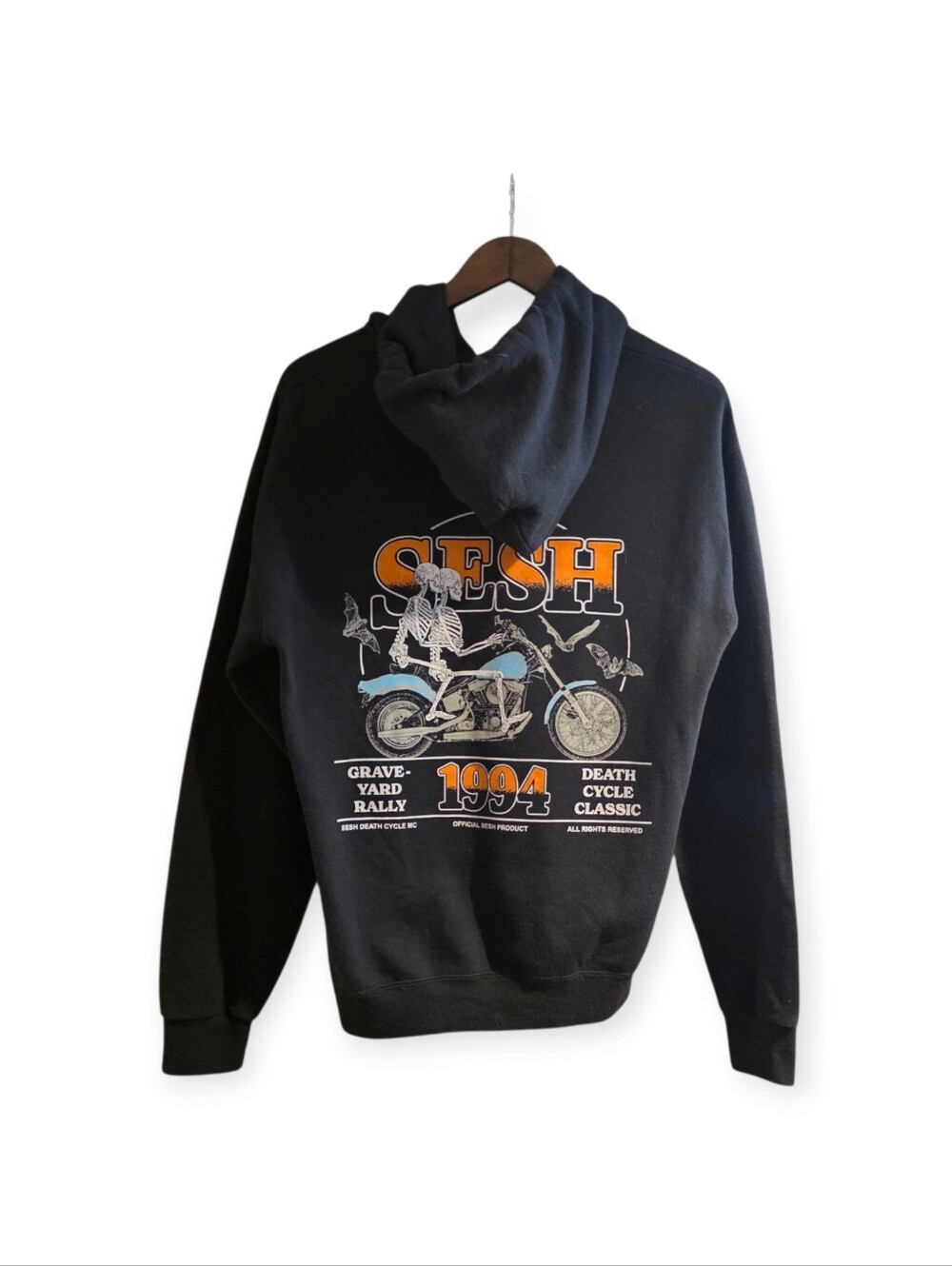 TeamSESH RARE Death Cycle 1994 Graveyard Rally Hoodie Black Mens